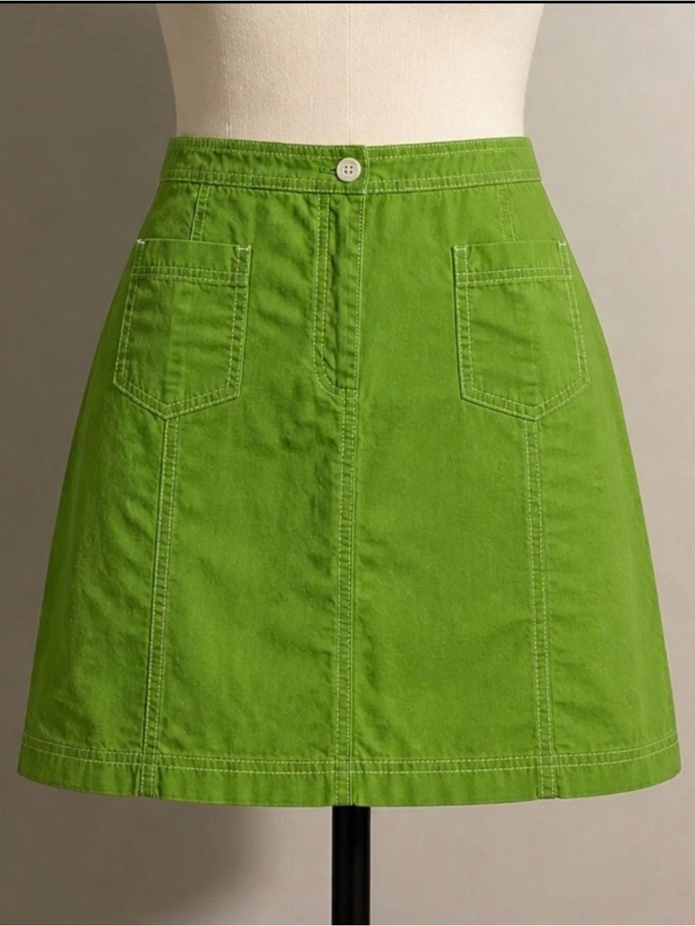 J. Jill Womens Lime Green Pockets 100% Cotton Short Straight Skirt